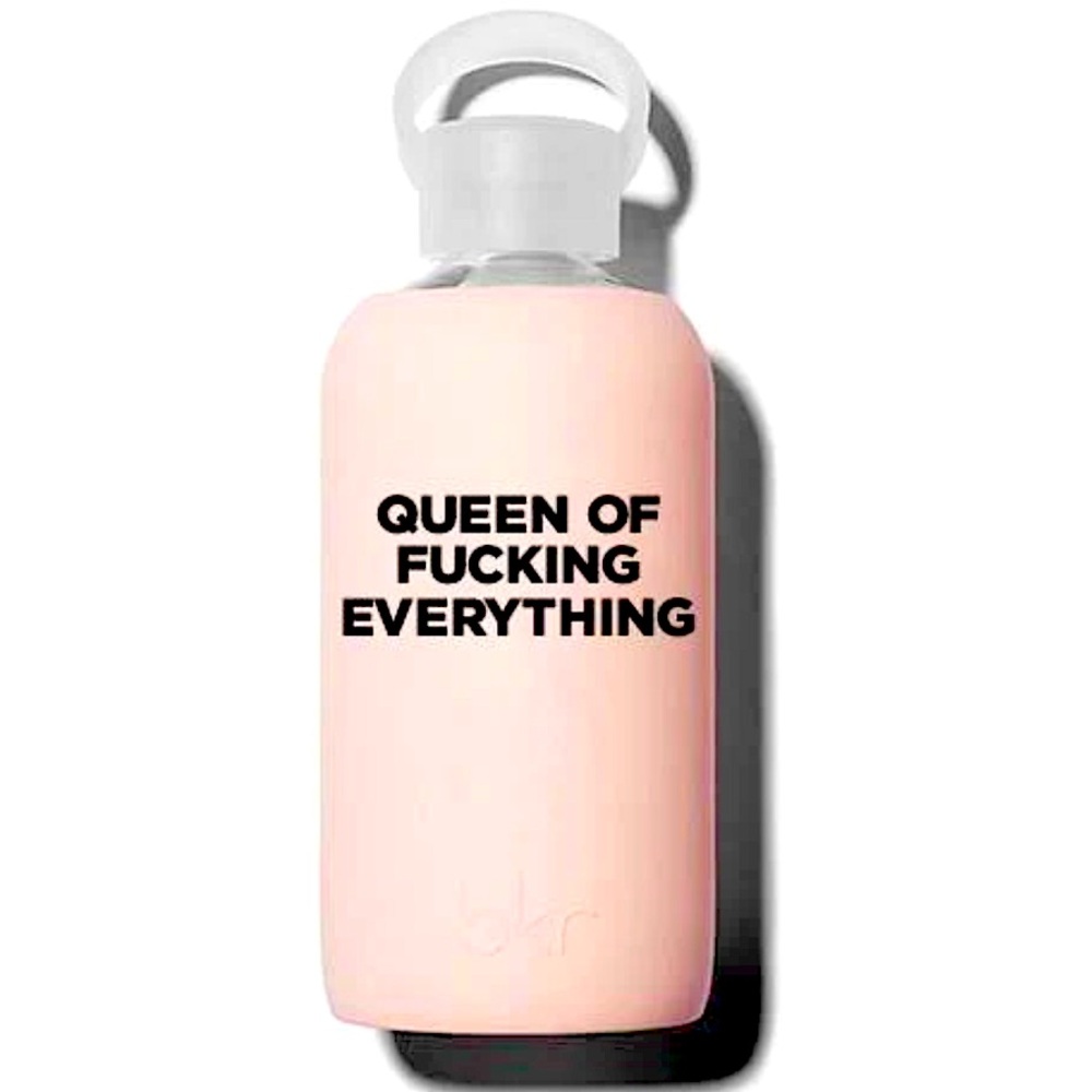 bkr Queen of F⭐️cking Everything Baby Pink Glass Water Bottle